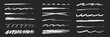 © Polina Tomtosova - Chalk line underline brush set. Hand drawn crayon and pencil stroke with chalk texture and grunge mark for kid chalkboard design. Doodle border crayon underline in sketch style. Vector illustration