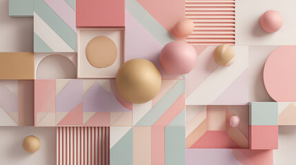 Wall Mural - modern background design with softly arranged pastel geometric patterns
