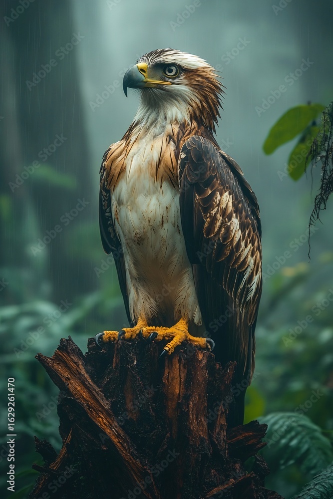 Majestic Critically Endangered Philippine Eagle in Tropical Rainforest ...
