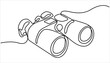 © Creative Tania - binoculars continuous one line drawing of pro vector illustration. Hunting Binoculars Continuous Line Editable Stroke Line, Minimalist vector illustration depicting a pair of binoculars.