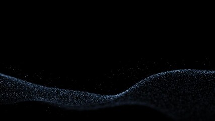 Wall Mural - beautiful blue dotted waves motion with flying particles loop background.