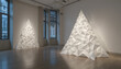 © Murtaza - Off White Paper Triangle Sculpture Installation in Bright Room