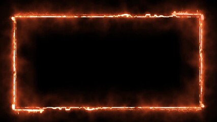 glowing square neon line rectangle frame animation screen looping. neon glowing frame background motion animation and flashing. Bright neon light effect isolated on black, moving neon lights overley