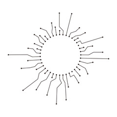 Wall Mural - Circuit board circle line dots connection. Motherboard electronic technology data, electrical board, cpu. Programming science, computer system elements