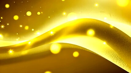 Wall Mural - Golden Flowing Abstract Background with Sparkling Particles and Elegant Waves