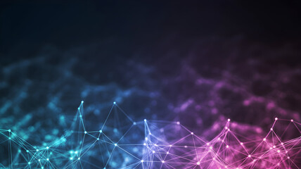 Wall Mural - abstract network of glowing interconnected points and lines in vibrant blue and pink hues against a 