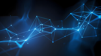 Wall Mural - abstract glowing blue digital network of interconnected nodes and lines creating a futuristic techno