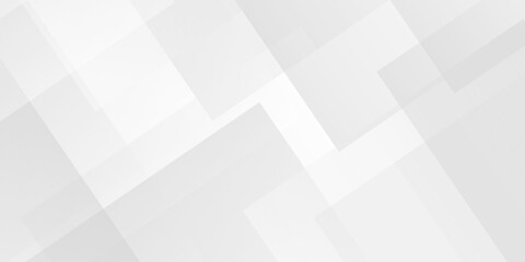 Wall Mural - white and gray overlap triangle geometric technology pattern. minimal rectangle randomly arranged wh