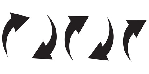 Wall Mural - curve arrows icon, curved arrows, arrow sign, black arrows set on white background
