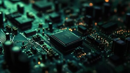Detailed Macro View of Electronic Circuit Board