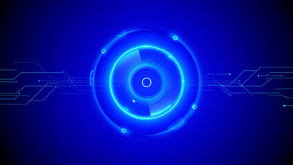 Modern Abstract digital technology interface, glowing, futuristic, blue, dark background, website banner.
