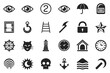 © Baby - Collection of black and white icons and symbols on a white background