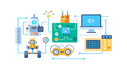 Creative automation system vector illustration for technology and engineering projects with modern design