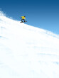 © Lustre Art Group  - Collage template of snowboarder in yellow jacket jumping off bright snowy slope under blue sky. Concept of freestyle energy, dynamic winter sport action, and gravity-defying snowboard performance.