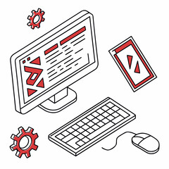 Programming and coding vector flat design

