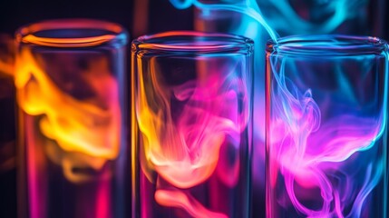 Wall Mural - colorful smoke art in glass tubes creates a vibrant visual display. unique patterns intertwine with 