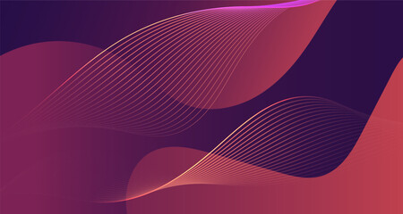 Wall Mural - abstract purple background with glowing curved lines and modern wave design