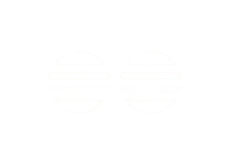 Two identical, white, circular shapes with horizontal ribbed texture