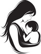 © rohit - Warm Mother Holding Baby in Black Design Graceful Mother Holding Her Child Outline