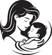 © rohit - Soft Mother and Infant Hug Vector Design Mother Holding Infant Black Silhouette Icon
