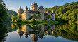 © Luiz - A beautiful castle reflecting in the water surrounded by trees and a clear blue sky above it all