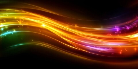 Wall Mural - colorful swirling light trails on dark background, dynamic energy and futuristic abstract design