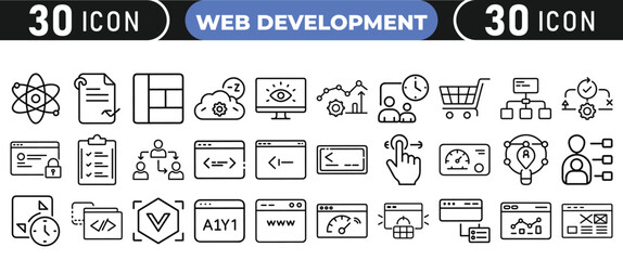 Collection of web development icons for digital projects