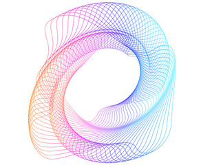 Wall Mural - design elements. wave of many purple lines circle ring. abstract vertical wavy stripes on white back