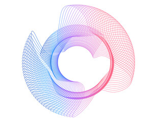 Wall Mural - design elements. wave of many purple lines circle ring. abstract vertical wavy stripes on white back