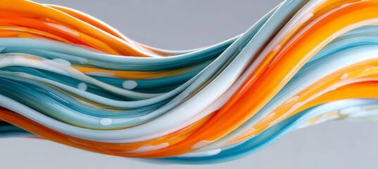 Wall Mural - stunning stock image of intertwined glossy flowing curved waves in vibrant orange and blue gradients