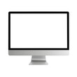 © Mohitos - lcd monitor isolated on white,Silver modern computer monitor – front view 3D render isolated on transparent background.