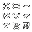 © Влада Яковенко - Network Connection Icons. Outline icon set of network connections: node link icon, peer-to-peer link, direct connection link,