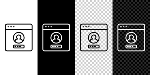 Wall Mural - Set line Create account screen icon isolated on black and white, transparent background. Vector