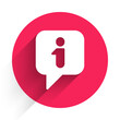 © Vadim - White Information icon isolated with long shadow background. Red circle button. Vector