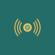 © damar - Stylized wireless signal icon in yellow and teal on a teal background.