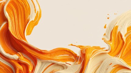 Canvas Print - Abstract Orange and Cream Paint Swirls on Neutral Background