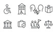 © Руслан Мельніков - Inclusive Travel Icons Set. Outline icon set of inclusive travel: wheelchair icon, accessible hotel,
