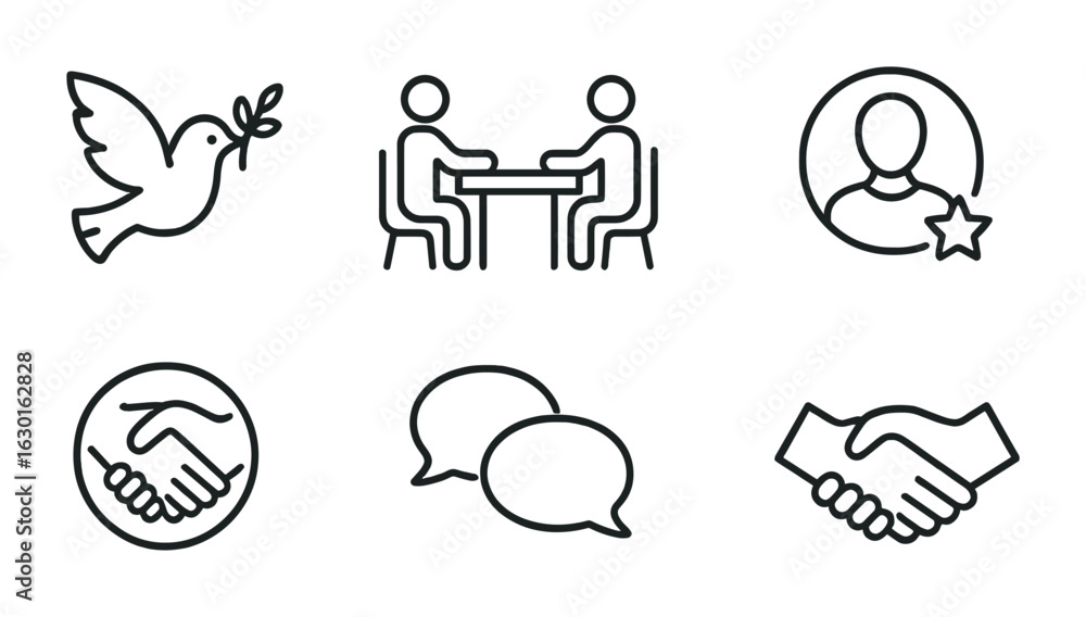 Conflict Resolution Icons. Outline icon set of conflict resolution ...
