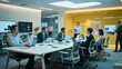 © meng - Business professionals engaged in a meeting around a conference table in a modern office setting.