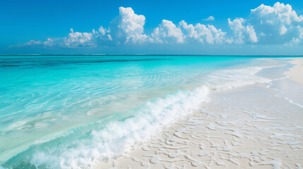 Wall Mural - blue sky over calm sea. blue sea and sunny sky on horizon over calm water