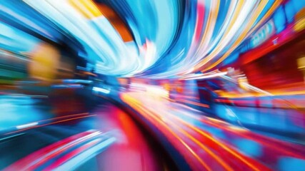 Wall Mural - abstract motion blur with vibrant colors and dynamic lines emphasizing speed and energy in urban env