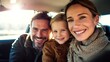 © Haiyan - A happy family sharing a warm moment through a car window, capturing joy and togetherness.