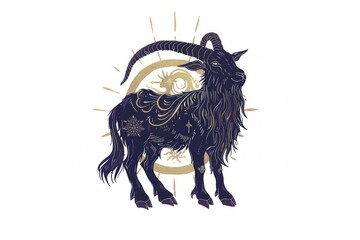 Wall Mural - Capricorn zodiac mystical illustration