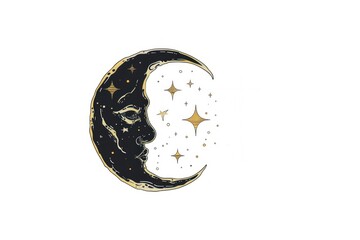 Wall Mural - Celestial moon and stars illustration