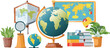 © eman - Geography Lesson Scene with Globe, Maps, and Educational Posters Displayed