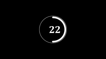 Circle countdown timer 45 sec animation, 45 second count down timer with circle, Countdown timer for 45 to 0 seconds for video overlay with black screen.4k motion video