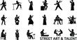 © Asjid - Dynamic musicians performing lively street concert silhouettes