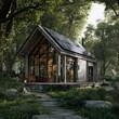 © Haritanoe - Cozy cabin nestled in a sunlit forest.  Modern, sustainable design