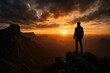 © Albert - A Lone Hiker Contemplates the Majestic Mountain Range at Sunset