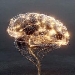 Wall Mural - neural network structure forming a glowing brain shape